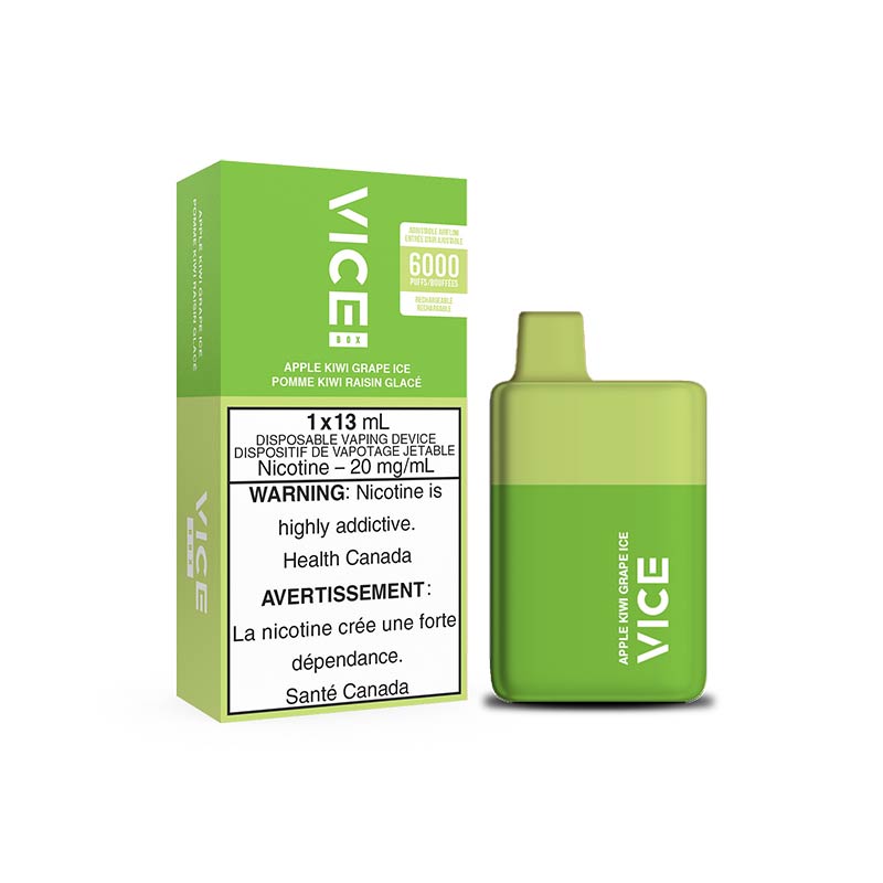 VICE BOX 6000 Rechargable Disposable Vape - Apple Kiwi Grape Ice - Pick Vapes