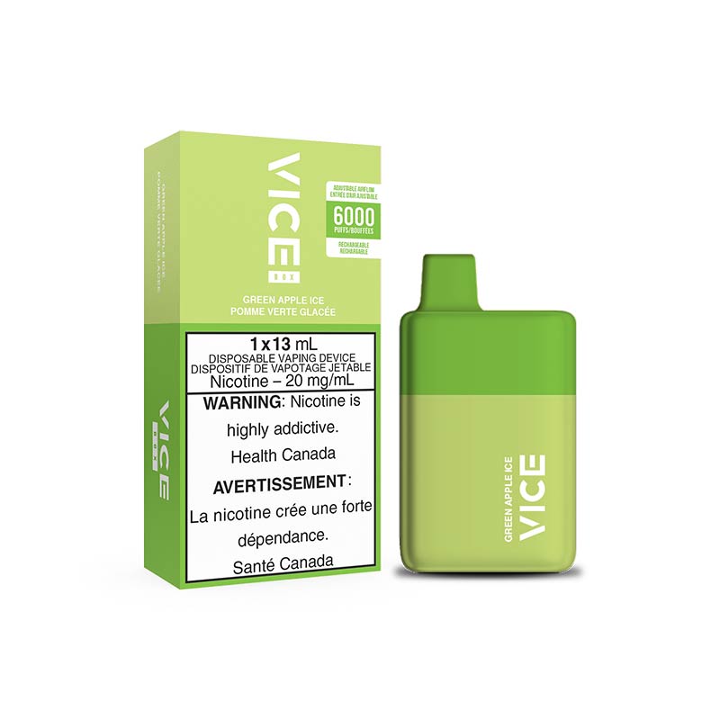 VICE BOX 6000 Rechargable Disposable Vape - Green Apple Ice - Pick Vapes